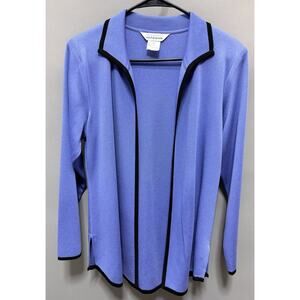 MISOOK Periwinkle Open Front Cardigan Jacket Contrast Trim Mandarin Collar XS